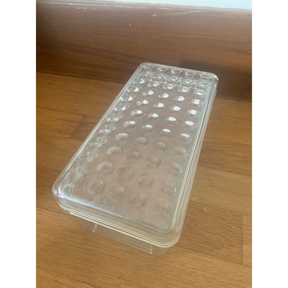 IKEA Vintage Glass Refrigerator Storage Container Bubble Lid Rectangular Clear